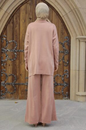 Powder Pink Hijab Knitwear Double Suit 6472PD - 3