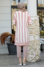 Powder Pink Hijab Knitwear Tunic 22632PD - Thumbnail