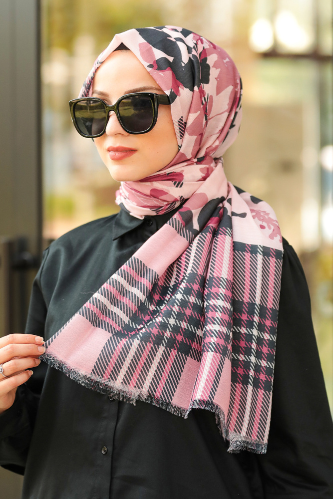 Powder Pink Hijab Shawl 7554P - 1