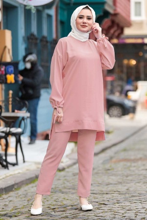 Powder Pink Hijab Suit Dress 5617PD - 1