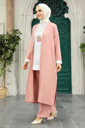 Powder Pink Hijab Triple Suit 5223PD - Thumbnail