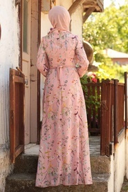 Powder Pink Hijab Dress 815218PD - Thumbnail