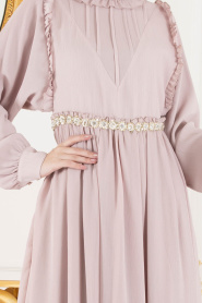 Powder Pink - Tesettürlü Abiye Elbise - Robes de Soirée 3742PD - Thumbnail