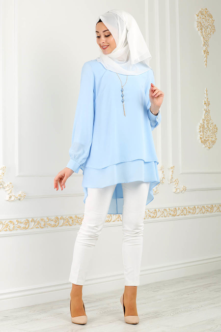 Puane - Baby Blue Hijab Tunic 70560BM