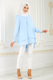 Puane - Baby Blue Hijab Tunic 70560BM - Thumbnail