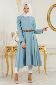 Puane - Baby Blue Hijab Tunic 7101BM - Thumbnail