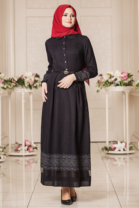 Puane - Black Hijab Dress 4723S