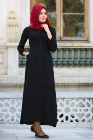 Puane - Black Hijab Dress 4763S - Thumbnail