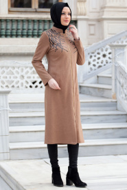 Puane - Camel Hijab Coat 9047C - Thumbnail