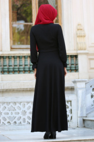 Puane - Cepli Siyah Tesettür Elbise 4763S - Thumbnail