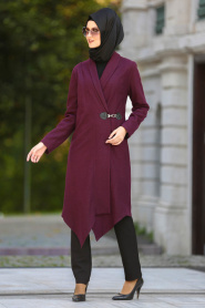 Puane - Claret Red Hijab Coat 9061MU - Thumbnail