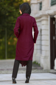 Puane - Claret Red Hijab Coat 9061MU - Thumbnail