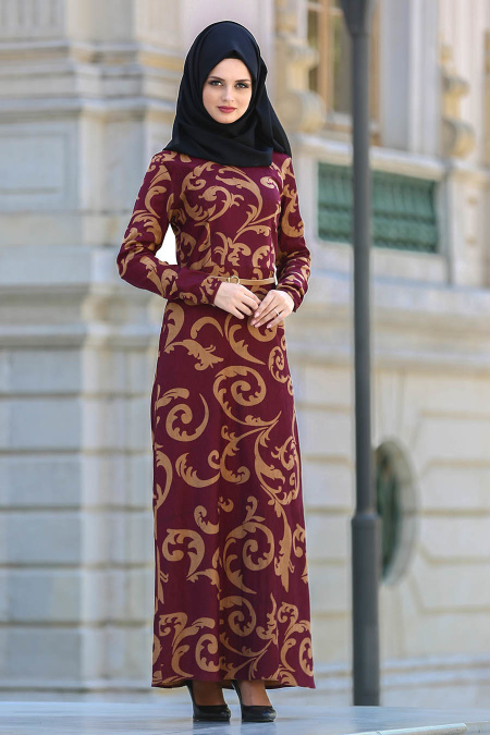 Puane - Claret Red Hijab Dress 4816BR