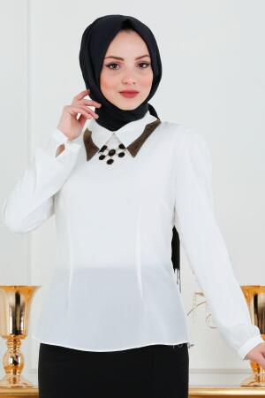 Puane - Ecru Gold Hijab Blouse 8533ESG - 1