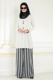 Puane - Ecru Hijab Suit 50200E - Thumbnail