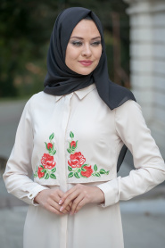 Puane - Ecru Hijab Tunic 8944E - Thumbnail