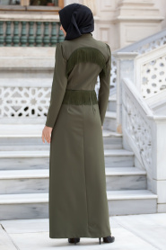 Puane - Fring Detailed Khaki Dress - Thumbnail