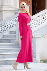 Puane - Fuchsia Hijab Dress 4696F - Thumbnail