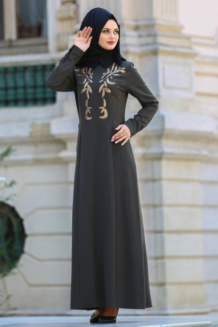 Puane - Kemerli Yeşil Elbise - PUANE 