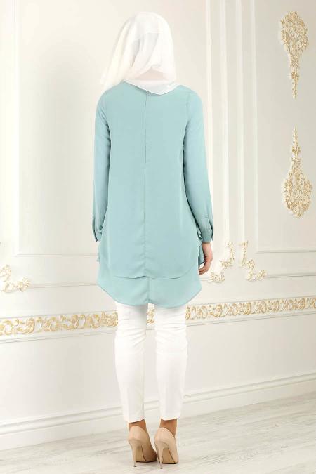 Puane - Kolyeli Mint Tesettür Tunik 70560MINT - 2