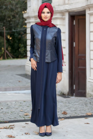 Puane - Navy Blue Hijab Dress 2622L - Thumbnail