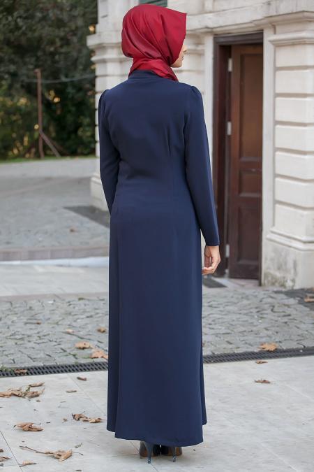 Puane - Navy Blue Hijab Dress 2622L