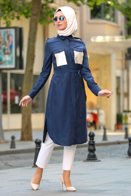Puane - Navy BLue Hijab Tunic 7145L