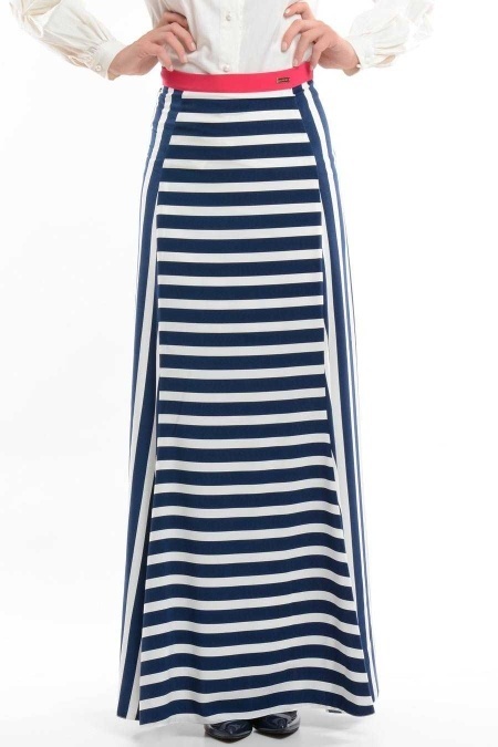 Puane - Navy Blue/Fuchsia Striped Skirt