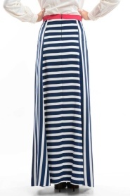 Puane - Navy Blue/Fuchsia Striped Skirt - Thumbnail