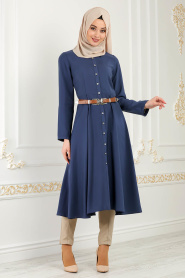 Puane - petrol blue Hijab Tunic 7101PM - Thumbnail