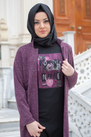 Puane - Plum Color Hijab Suit 9035MU - Thumbnail