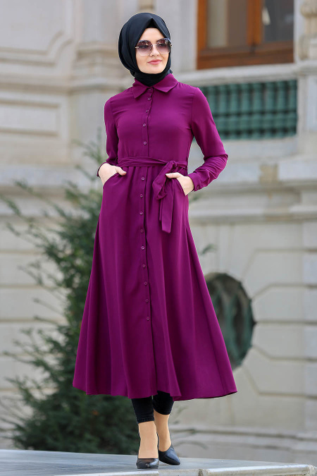 Puane - Plum Color Hijab Tunic 7154MU