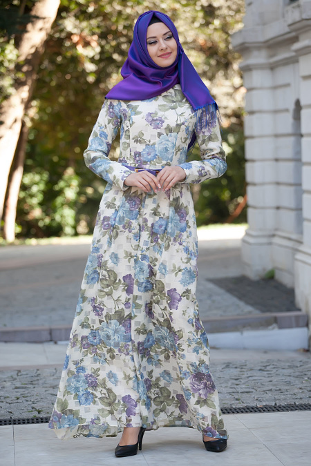 Puane - Purple Hijab Dress 4740MOR