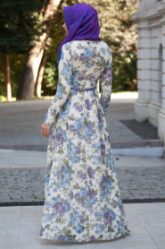 Puane - Purple Hijab Dress 4740MOR - Thumbnail
