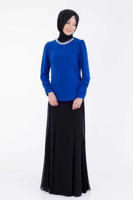 Puane - Royal Blue Blouse 8476SX - 2