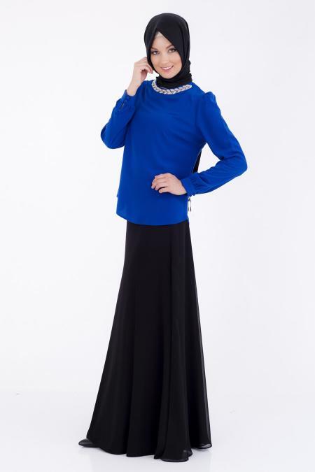 Puane - Royal Blue Blouse 8476SX - 3