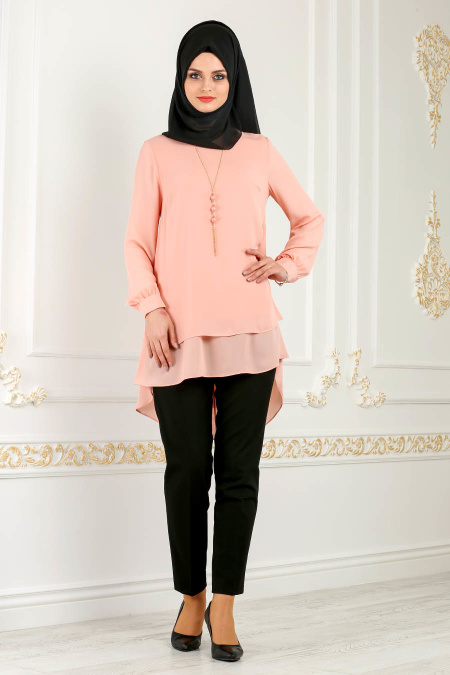 Puane - Salmon Pink Hijab Tunic 70560SMN