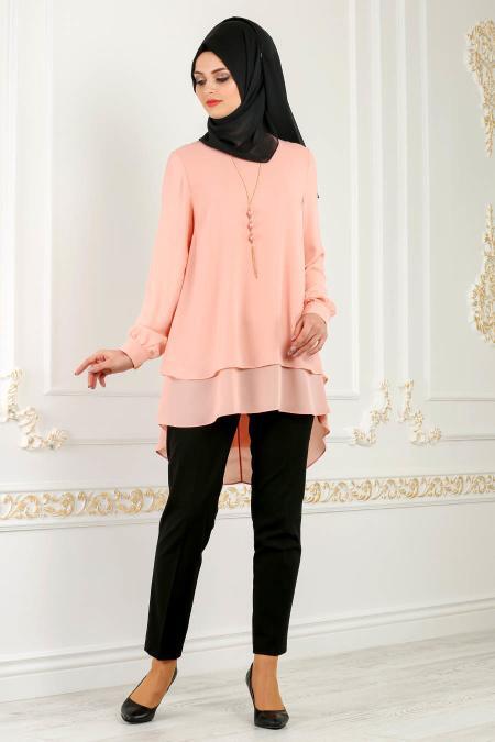 Puane - Salmon Pink Hijab Tunic 70560SMN - 2