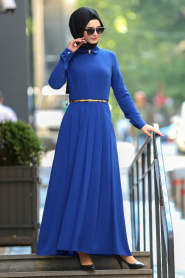 Puane - Sax Blue Hijab Dress 4700SX - Thumbnail