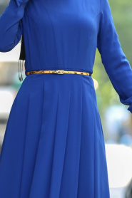 Puane - Sax Blue Hijab Dress 4700SX - Thumbnail