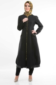 Puane - Shirred Skirt Black Coat - Thumbnail