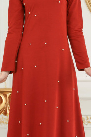 Puane - Terra Cotta Hijab Dress 76340KRMT - Thumbnail