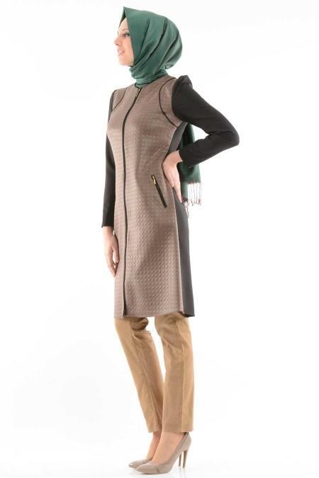 Puane - Zippered Mink Color Coat 2629V - 2