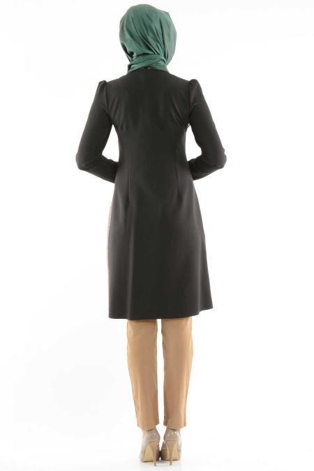 Puane - Zippered Mink Color Coat 2629V - 3