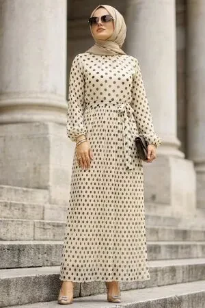 Puantiyeli White Modest Dress 30302B - 1