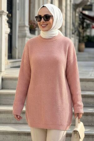Pudra Tesettür Triko Kazak 8854PD 