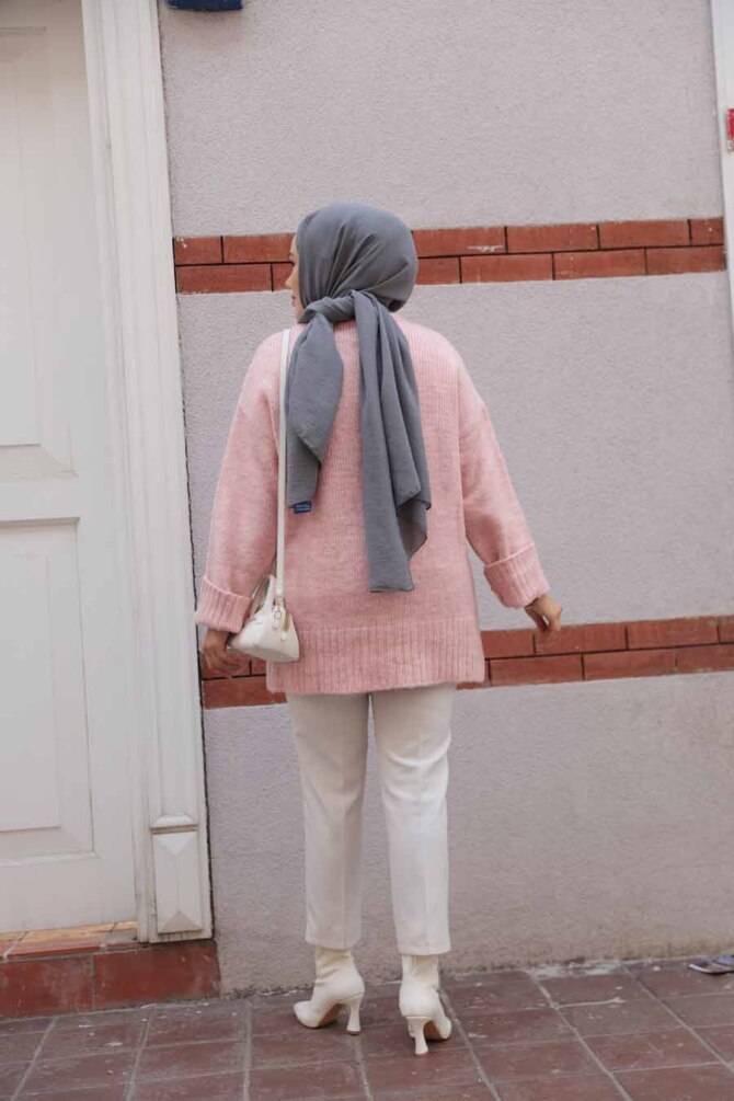 Pudra Tesettür Triko Kazak Tunik 87181PD - 4