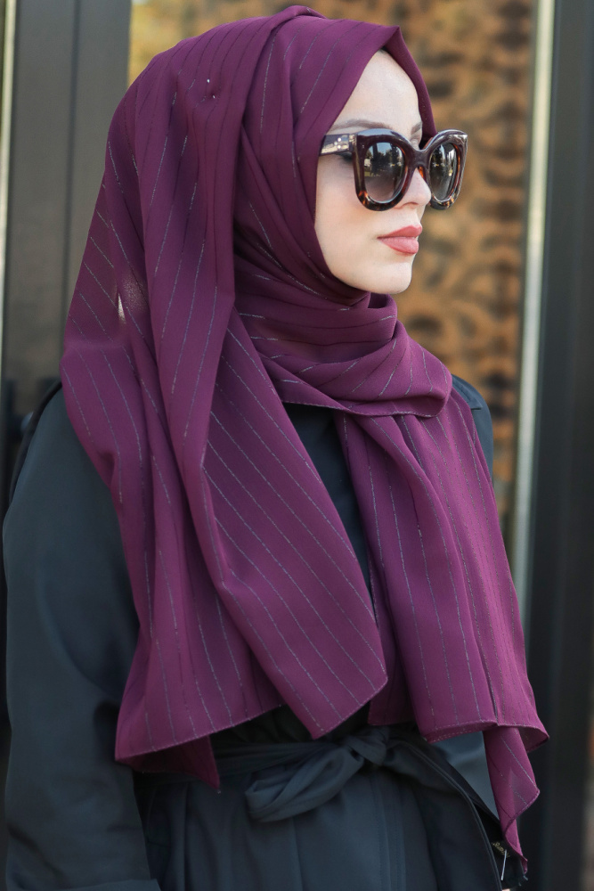 Puple Hijab Shawl 7549MOR - 1