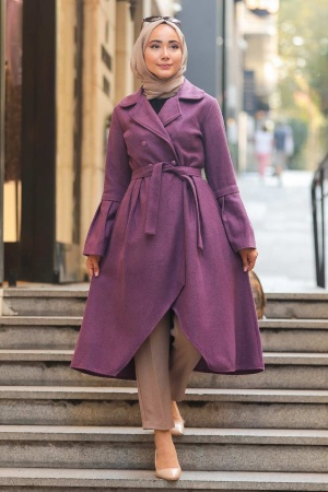 Purple Hijab Coat 50774MOR - 1