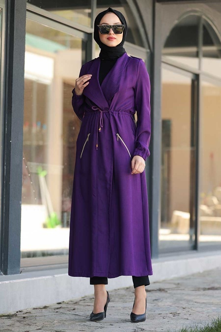 Purple Hijab Coat 52670MOR